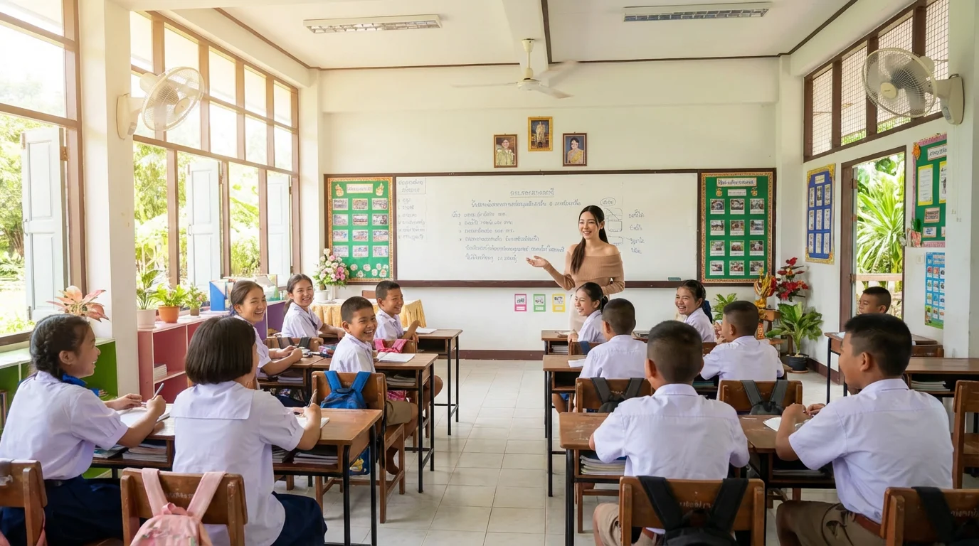 Nim Ruethaikarn teaching students in a classroom | นิ่ม ฤทัยกาญจน์ กำลังสอนนักเรียนในห้องเรียน
